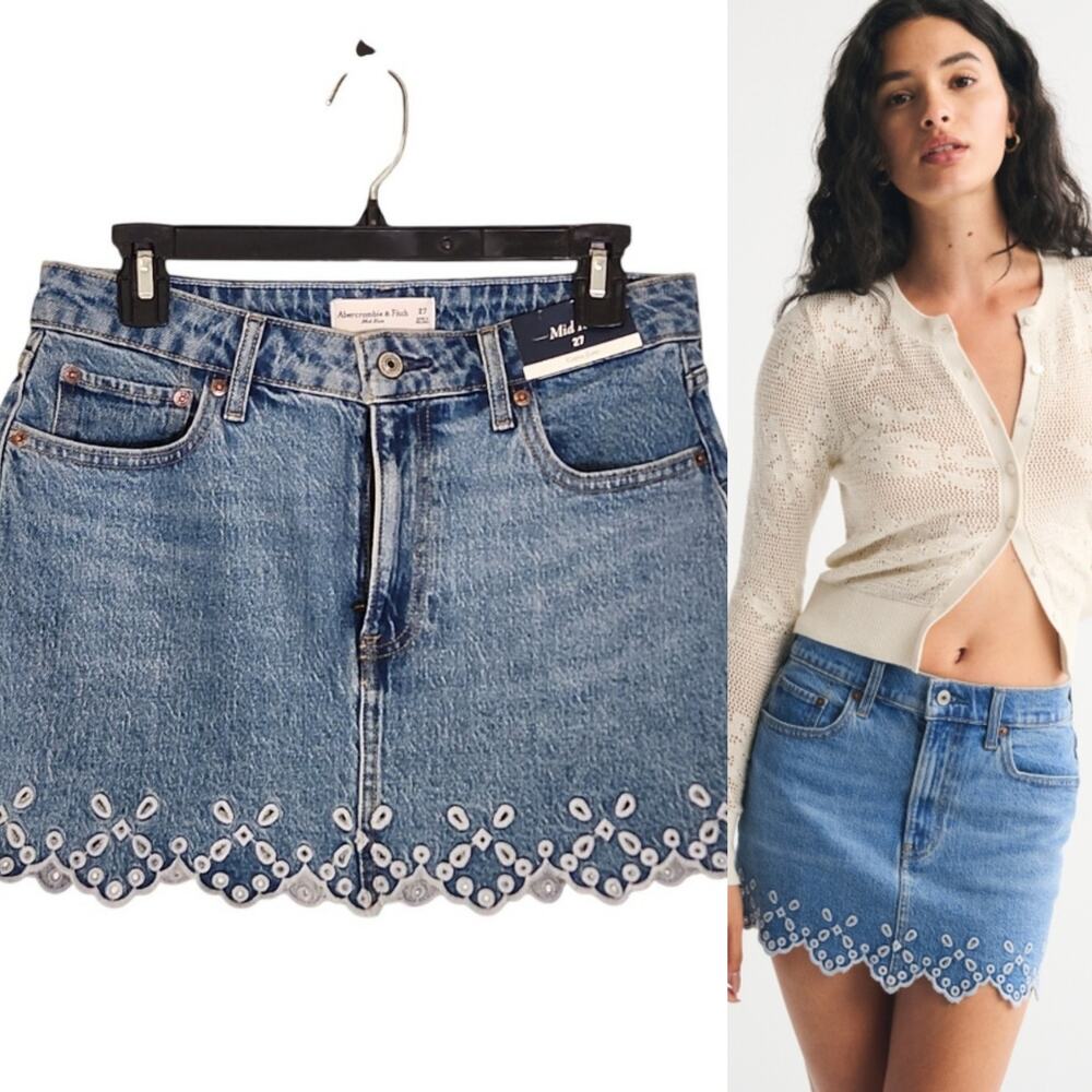 ABERCROMBIE & FITCH NWT Midrise Denim Mini Skirt, Size 27